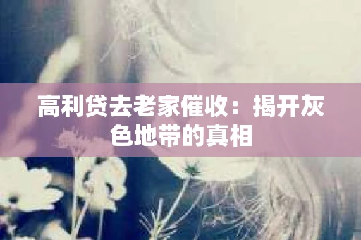 高利贷去老家催收：揭开灰色地带的真相