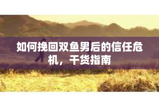 如何挽回双鱼男后的信任危机，干货指南
