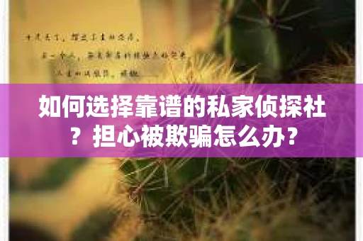如何选择靠谱的私家侦探社？担心被欺骗怎么办？